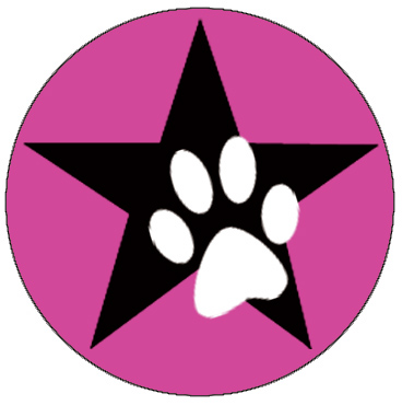 pinker button mit stern & pfote